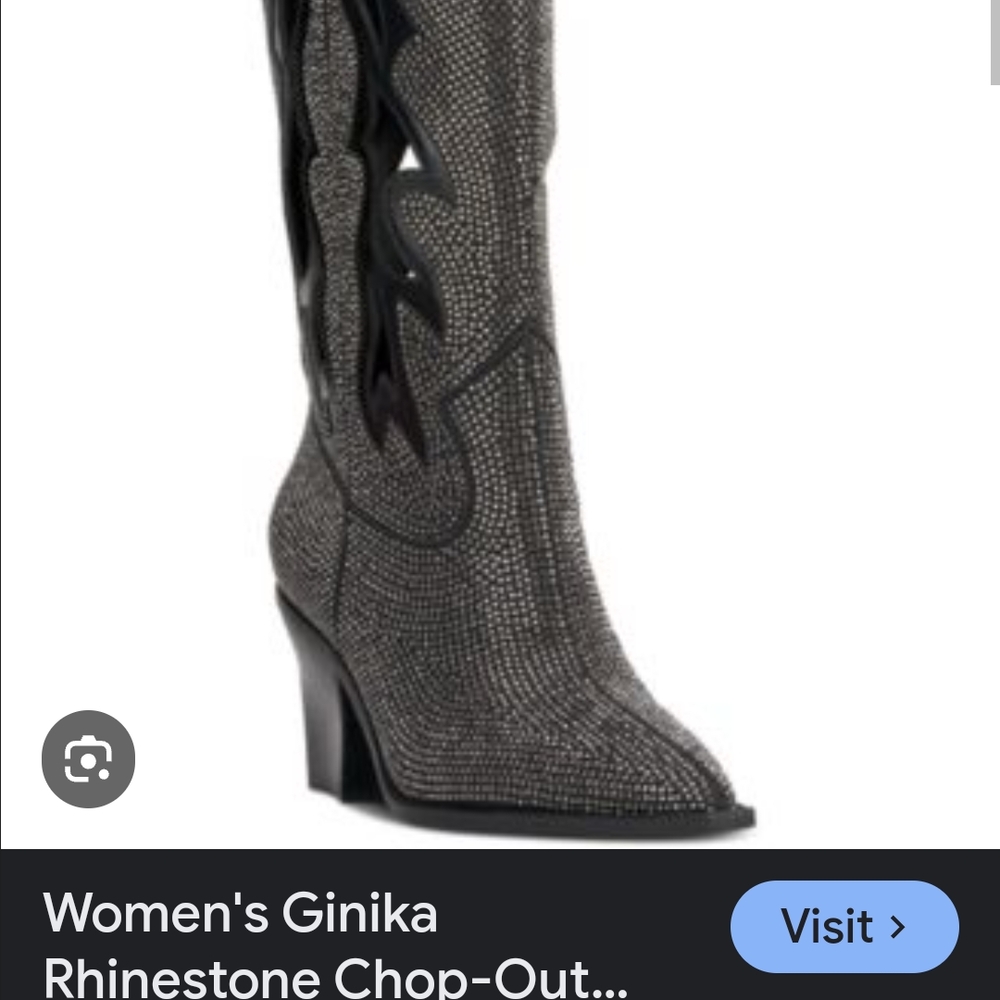 Ladies Women's Ginia Rhinestone Chop-Out Boots - Black